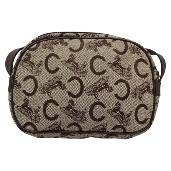 CELINE C Sulky Shoulder Bag Canvas Leather Beige Brown Auth EC715 - Picture 3 of 16